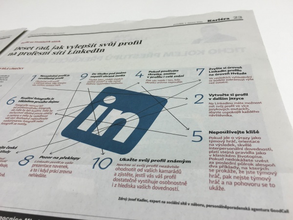 Hospodářské noviny 1.2. 2016 | Deset rad, jak vylepšit svůj profil na profesní síti LinkedIn